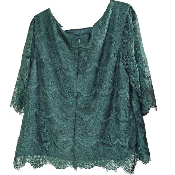 Make You Pretty brand womens lacy short sleeve top emerald green NWT size 16W - Picture 2 of 6